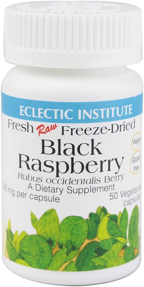 Eclectic Institute Black Raspberry Capsules - 300 mg - 50 Vegetarian Capsules for Antioxidant Support