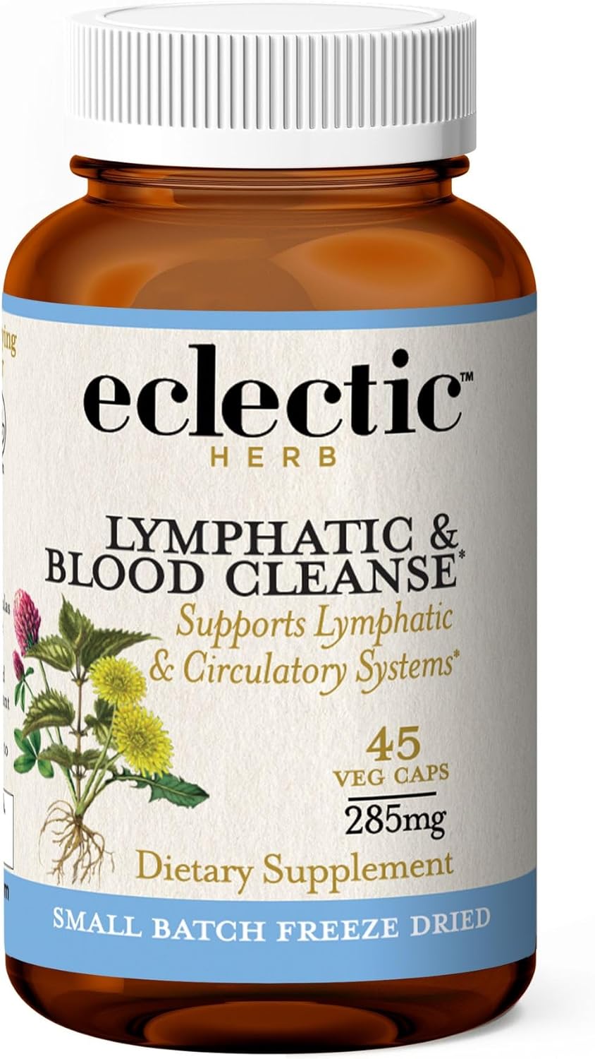 Eclectic Institute Freeze Dried Herb Cleanse Capsules - 45 Count | Lymphatic & Blood Support with Whole Herbs