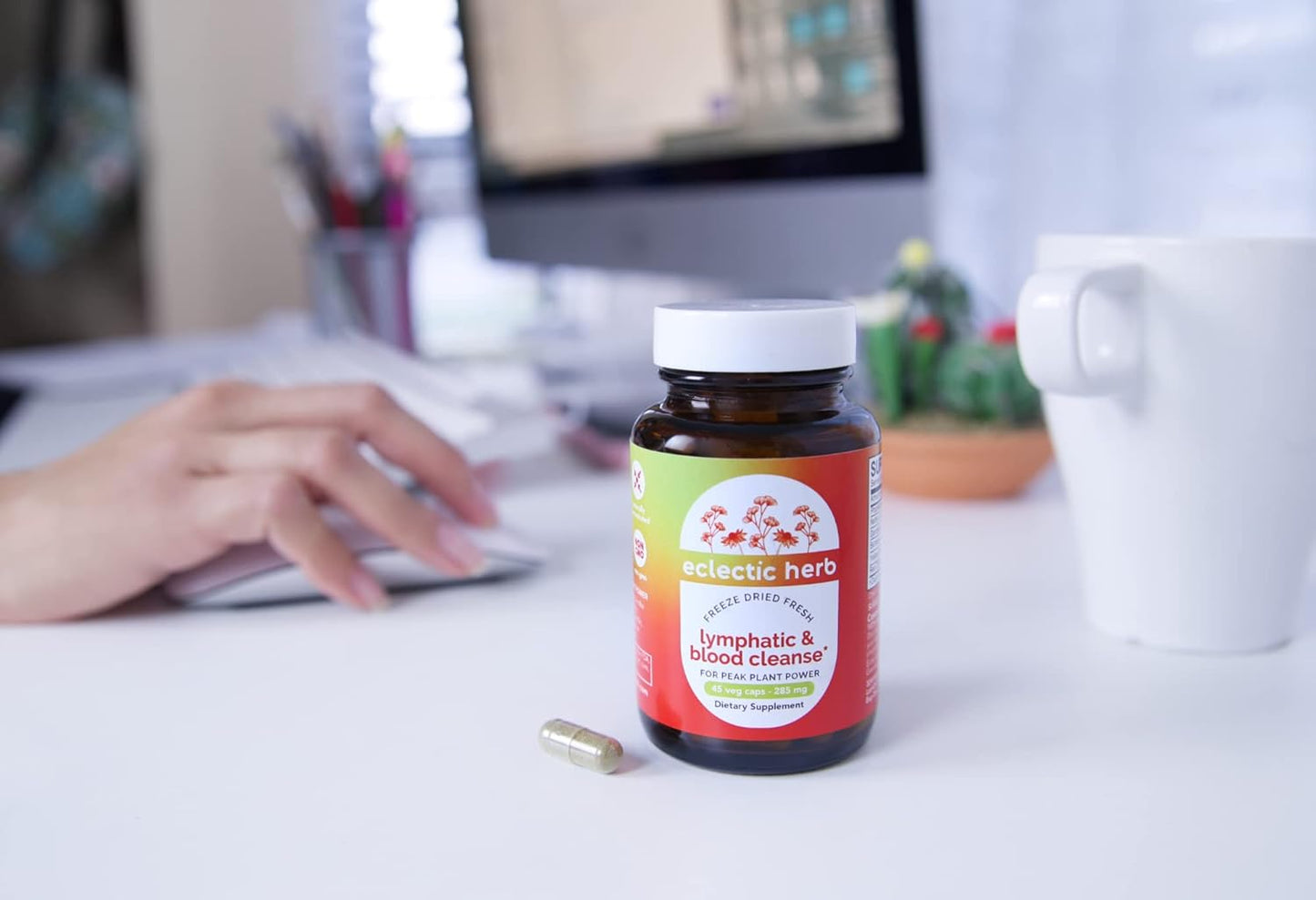 Eclectic Institute Freeze Dried Herb Cleanse Capsules - 45 Count | Lymphatic & Blood Support with Whole Herbs