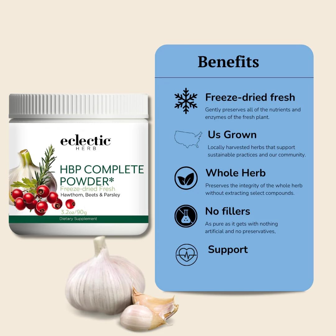 Eclectic Institute HBP Complete Powder - 90g (3.2 oz) - Organic Herbal Blood Pressure Support