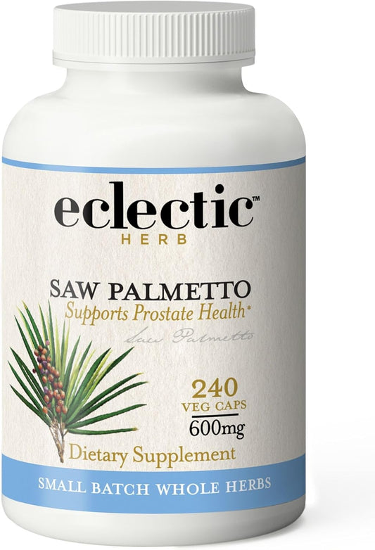 ECLECTIC INSTITUTE Saw Palmetto Capsules - 600mg - 240 Vegetarian Capsules - Fresh Freeze-Dried Formula