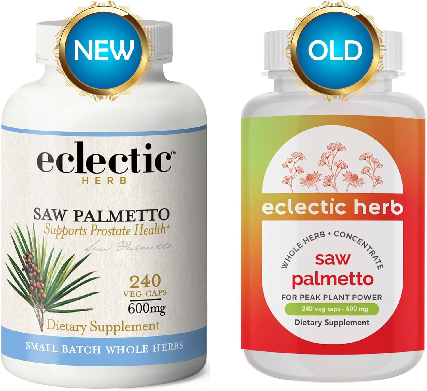 ECLECTIC INSTITUTE Saw Palmetto Capsules - 600mg - 240 Vegetarian Capsules - Fresh Freeze-Dried Formula
