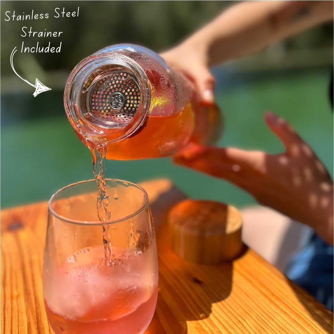 Eco-Friendly 1L Glass Water Bottle with Bamboo Lid - BPA-Free, Leak-Proof Design for Outdoor Picnics and Everyday Use
