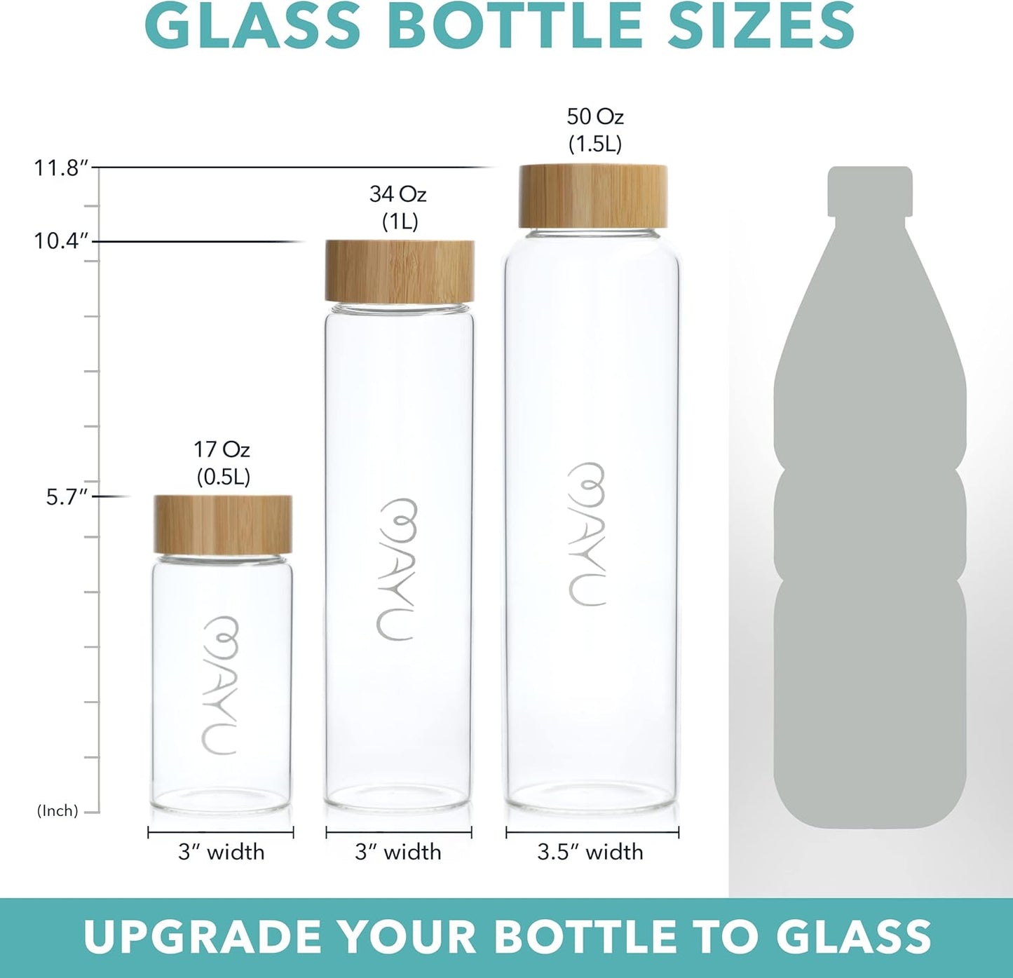Eco-Friendly 1L Glass Water Bottle with Bamboo Lid - BPA-Free, Leak-Proof Design for Outdoor Picnics and Everyday Use