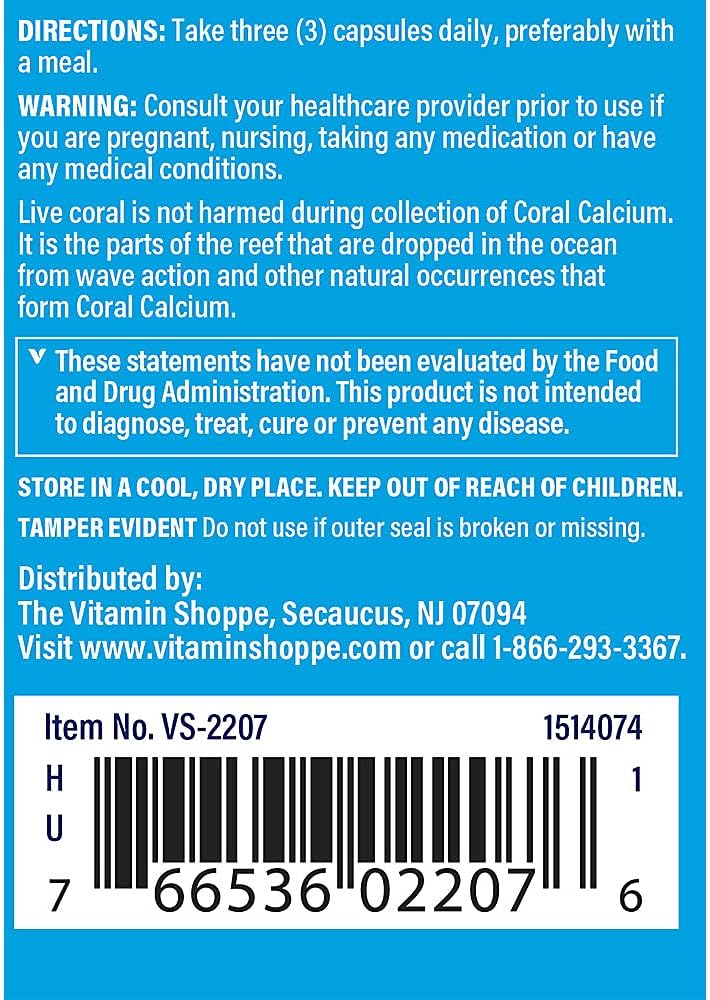 Eco-Friendly Coral Calcium Supplement 1,500MG for Healthy Bones & Teeth - with Magnesium & Trace Minerals (90 Capsules)