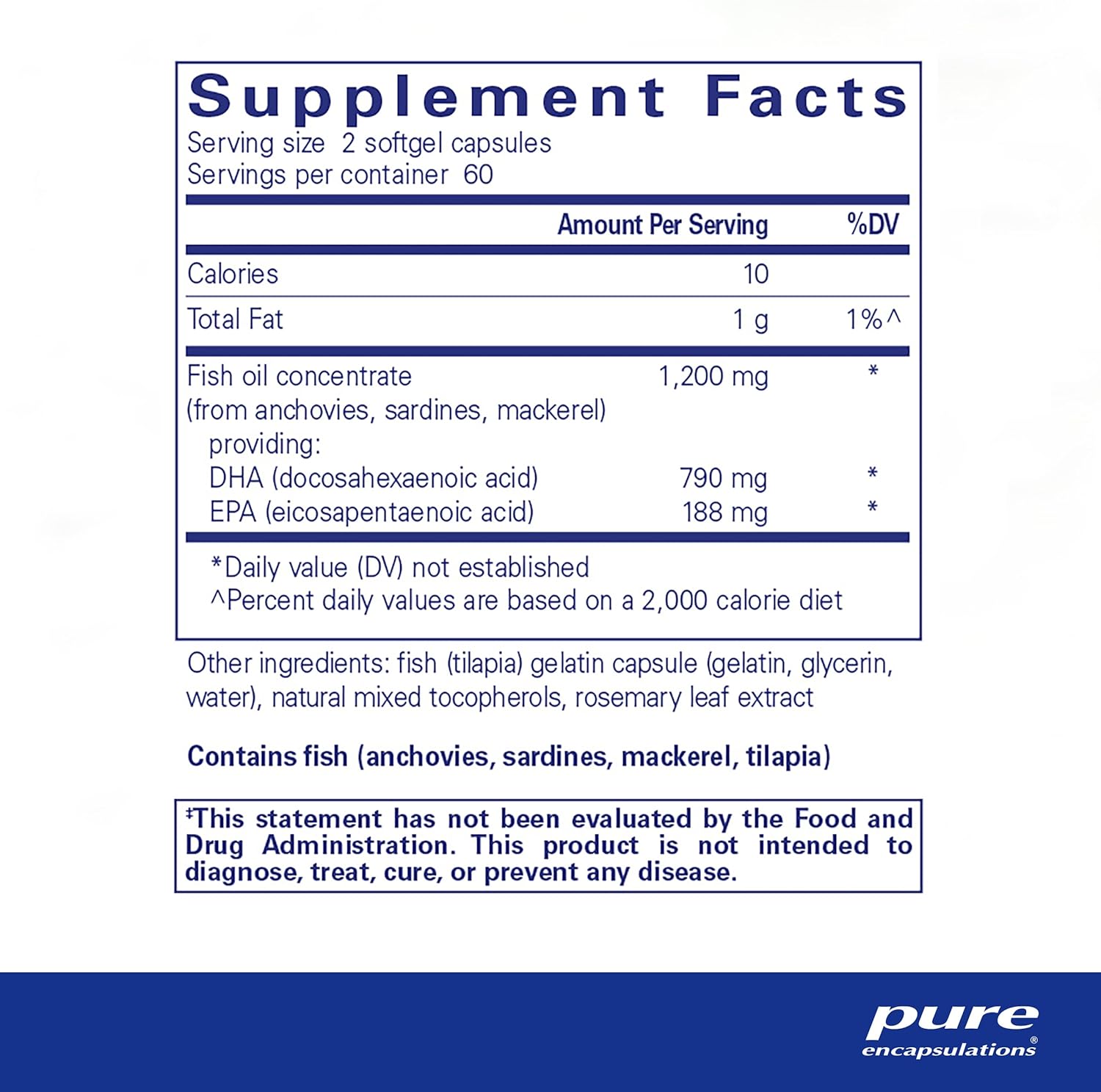 Eco-Friendly Supercritical CO2 Extracted DHA Fish Oil Capsules - 120 Softgels by Pure Encapsulations