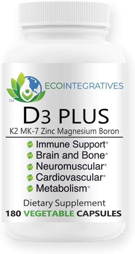EcoIntegratives D3 Plus Boron Vitamin K2 Magnesium Zinc Vegan Caps for Overall Health and Wellness