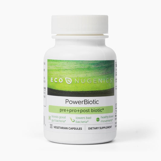 EcoNugenics PowerBiotic: Prebiotic, Probiotic & Postbiotic Supplement for Digestive Health - 30 Capsules - Men & Women - Gut Cleanse, Constipation Relief, Immune Support