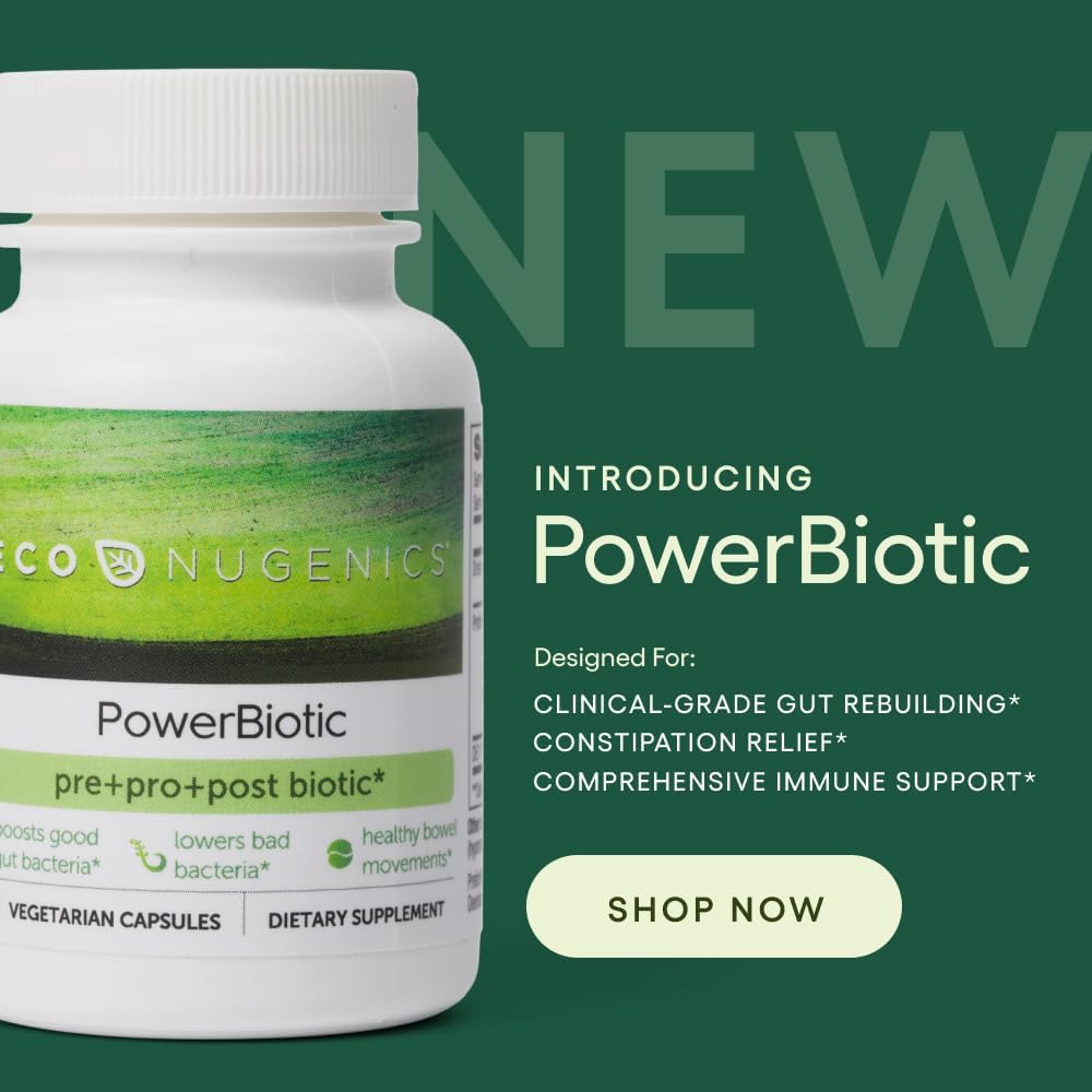 EcoNugenics PowerBiotic: Prebiotic, Probiotic & Postbiotic Supplement for Digestive Health - 30 Capsules - Men & Women - Gut Cleanse, Constipation Relief, Immune Support