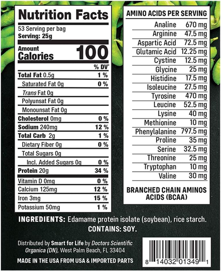 Edamame Soy Protein Puffs: High-Protein, Zero Sugar Isolate Snacks - Non-GMO & Gluten-Free - 3lb Box, 53 Servings - Soy Protein Isolate Puffs