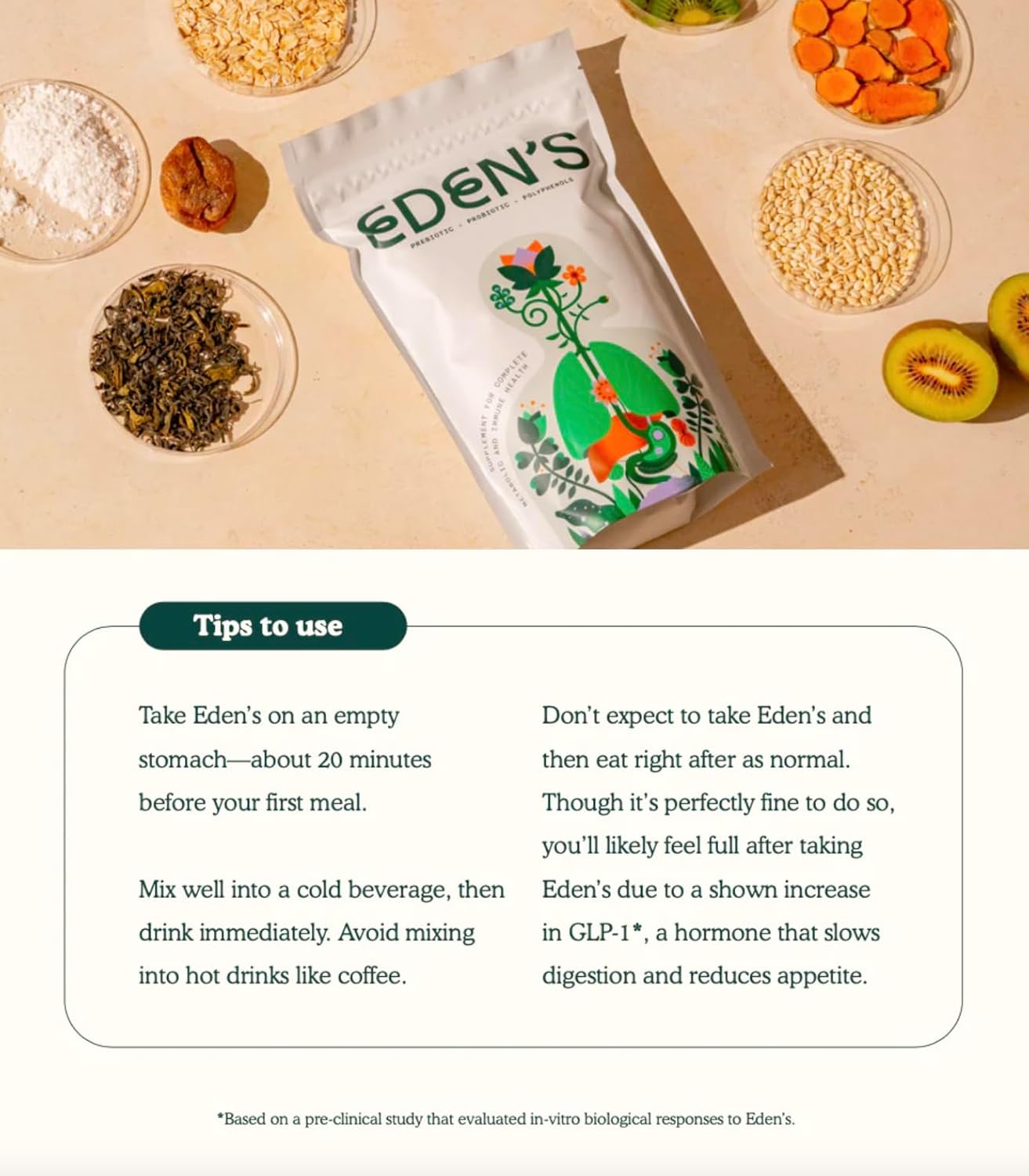 Eden's 3-in-1 Gut Health Supplement with Prebiotics, Probiotics, Polyphenols, and 8g Fiber - Daily Support