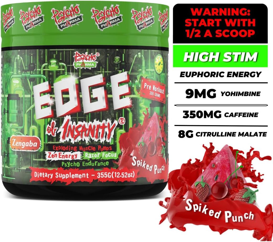 Edge of Insanity: The Ultimate High-Stim Preworkout Powder for Enhanced Pumps, Strength, Energy, and Focus