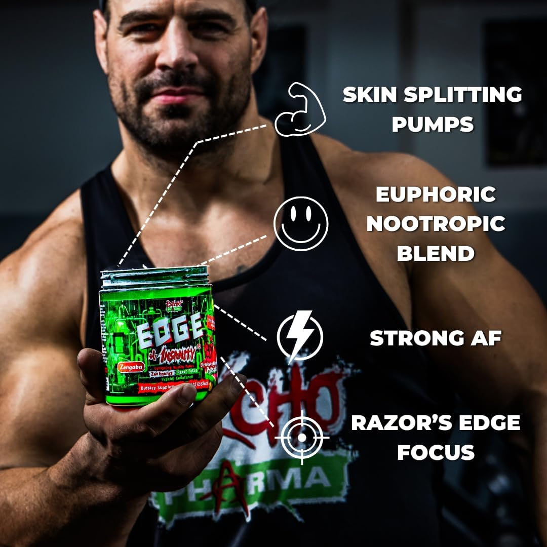 Edge of Insanity: The Ultimate High-Stim Preworkout Powder for Enhanced Pumps, Strength, Energy, and Focus