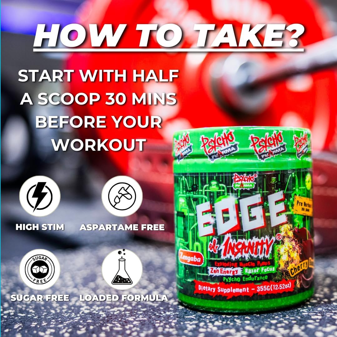 Edge of Insanity: The Ultimate High-Stim Preworkout Powder for Enhanced Pumps, Strength, Energy, and Focus