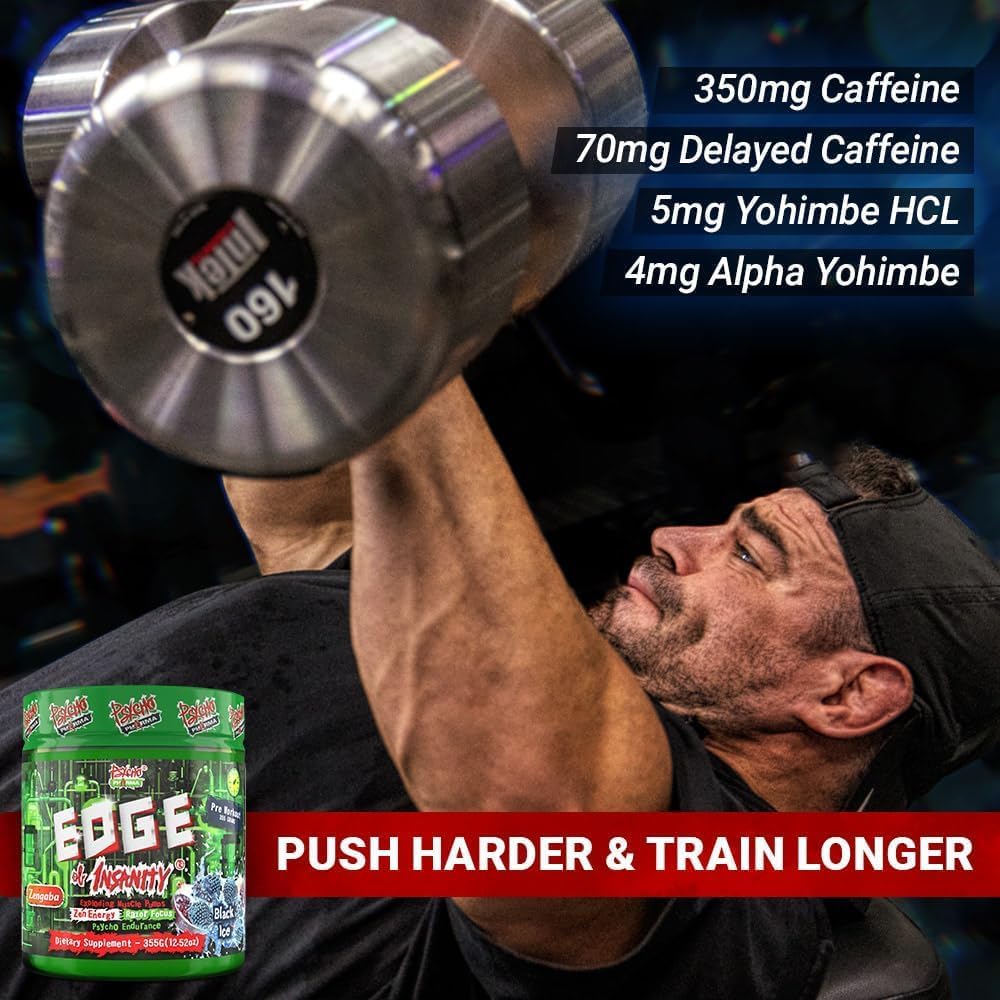 Edge of Insanity: The Ultimate High-Stim Preworkout Powder for Enhanced Pumps, Strength, Energy, and Focus