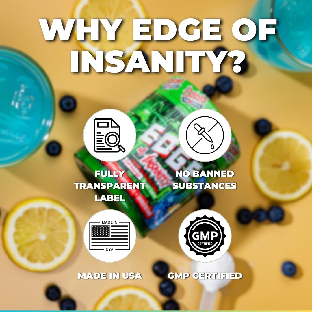 Edge of Insanity: The Ultimate High-Stim Preworkout Powder for Enhanced Pumps, Strength, Energy, and Focus