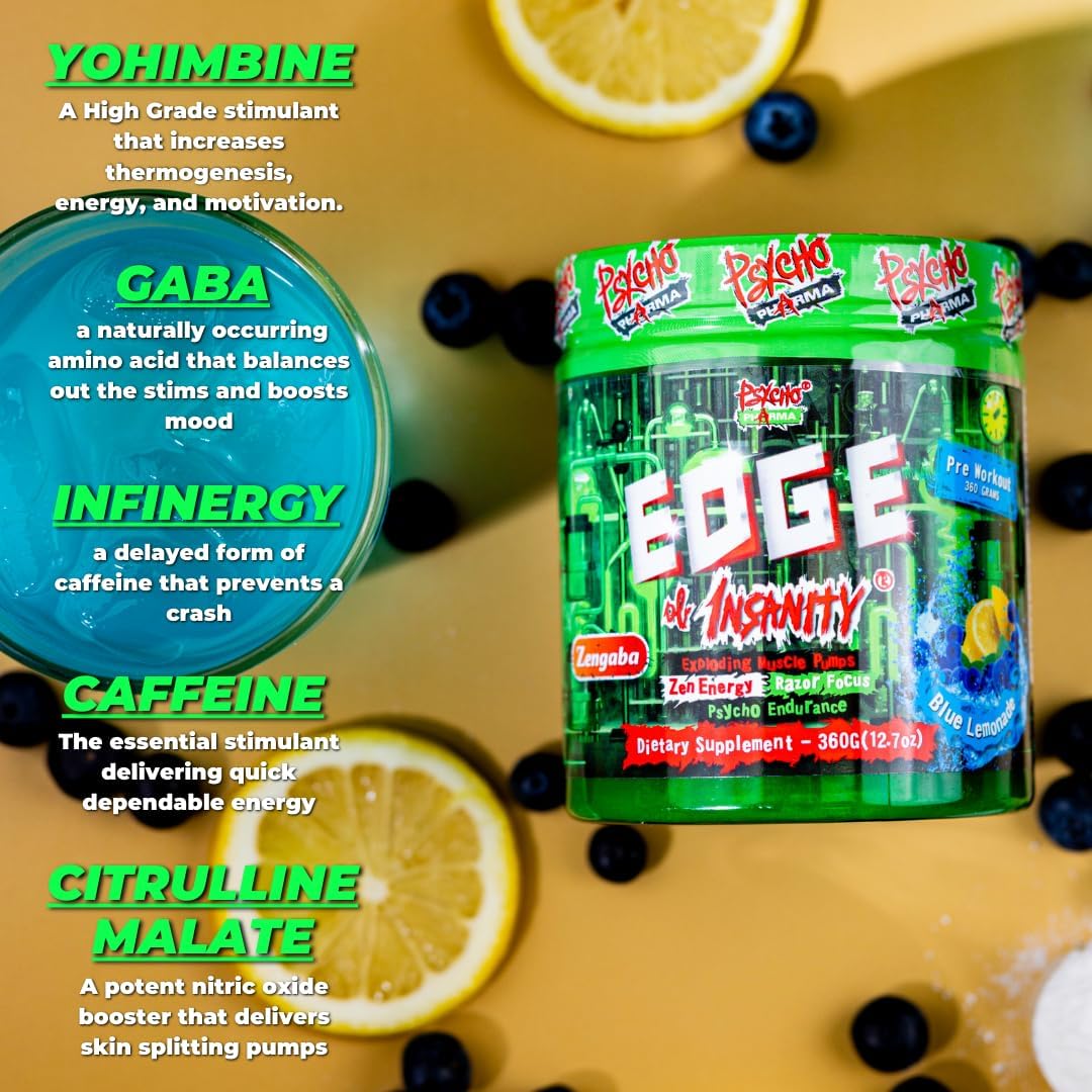 Edge of Insanity: The Ultimate High-Stim Preworkout Powder for Enhanced Pumps, Strength, Energy, and Focus