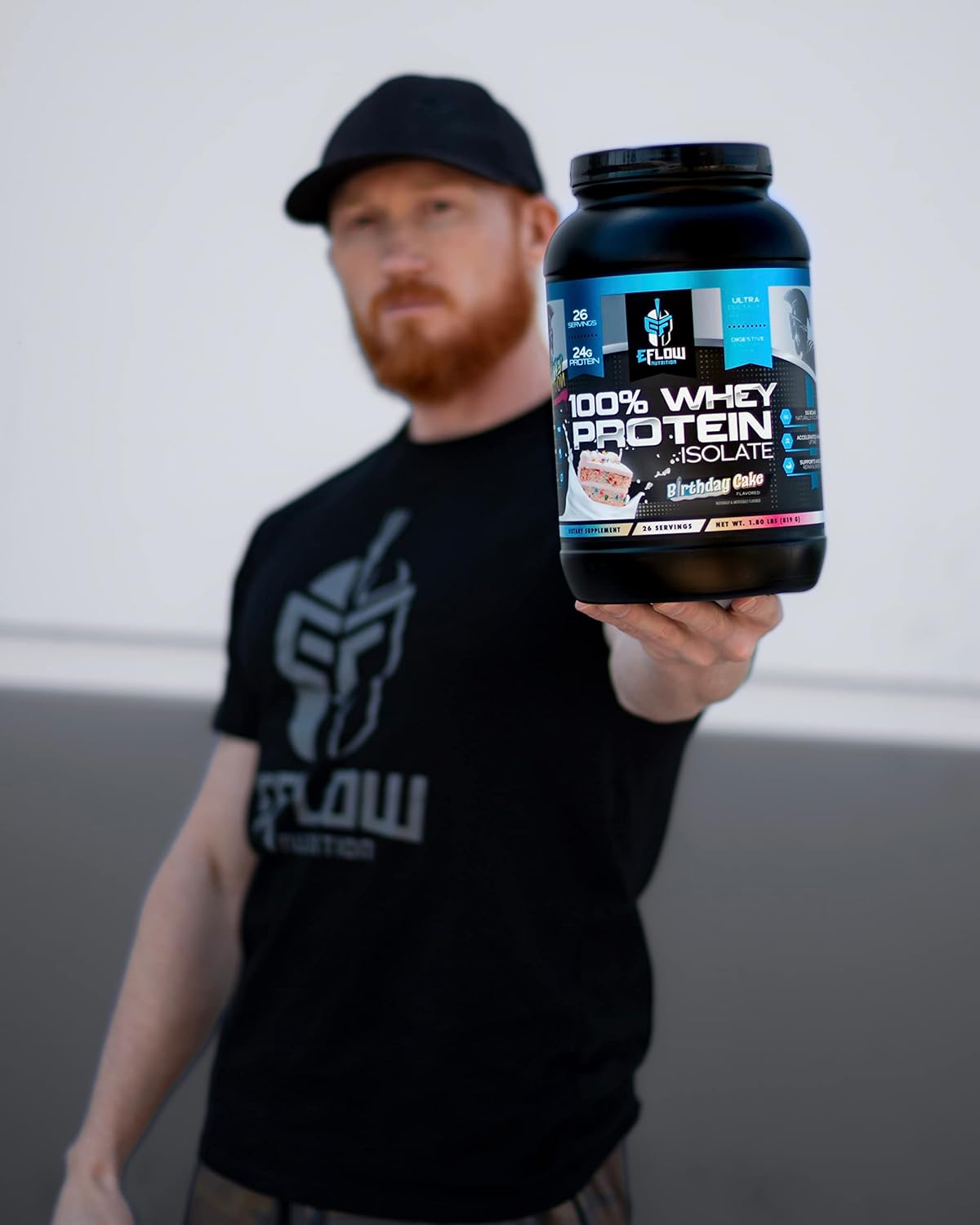 eFlow Nutrition Birthday Cake Whey Protein Isolate - 100% Lactose-Free with Digestive Enzymes, Low Carb, Fast Digesting Shake for Muscle Recovery (26 Servings)
