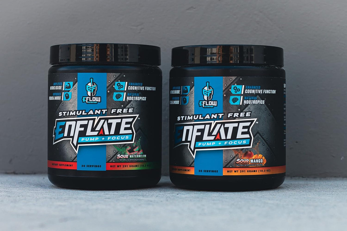 eFlow Nutrition Enflate Preworkout Supplement - Stimulant-Free Nootropic Powder for Pump, Focus, and Energy - Sour Watermelon Flavor - 30 Servings for Men and Women