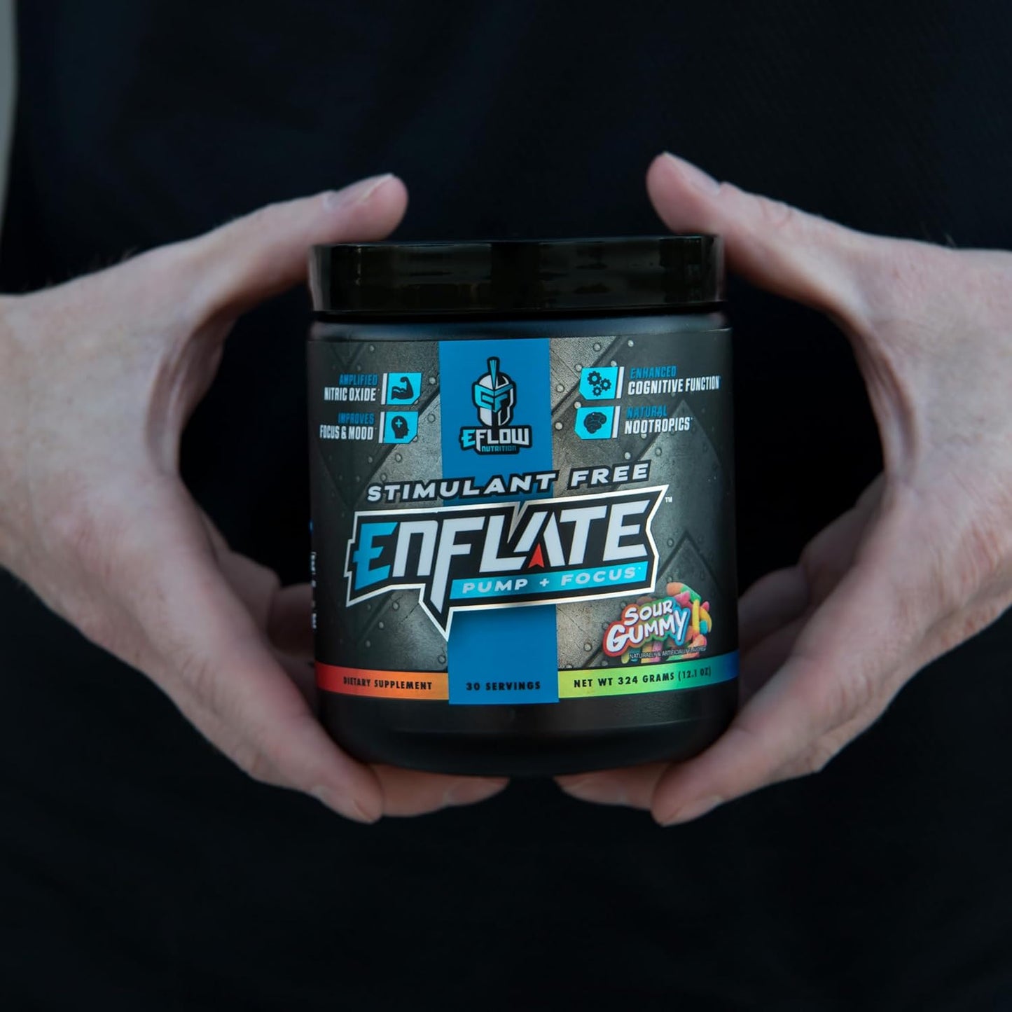 eFlow Nutrition Enflate Preworkout Supplement - Stimulant-Free Nootropic Powder for Pump, Focus, and Energy - Sour Watermelon Flavor - 30 Servings for Men and Women