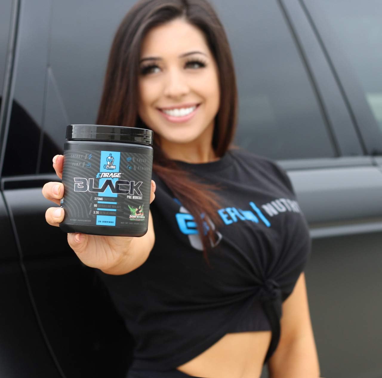 eFlow Nutrition Enrage Black Pre Workout Powder - High Stimulant Supplement for Energy, Pumps, and Strength - Sour Black Cherry Flavor - 30 Servings