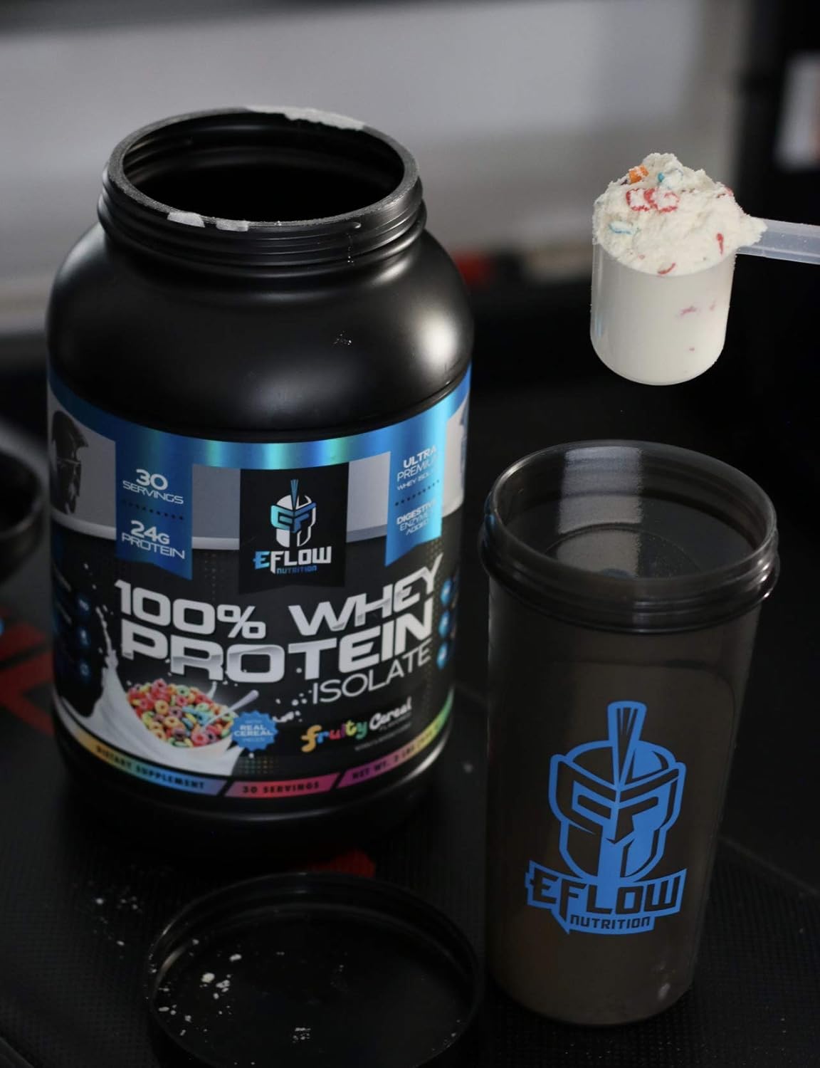 eFlow Nutrition Whey Protein Isolate with Digestive Enzymes - Gluten & Lactose-Free, Low Carb Post Workout Shake - Muscle Recovery - Fruity Cereal Flavor (26 Servings)