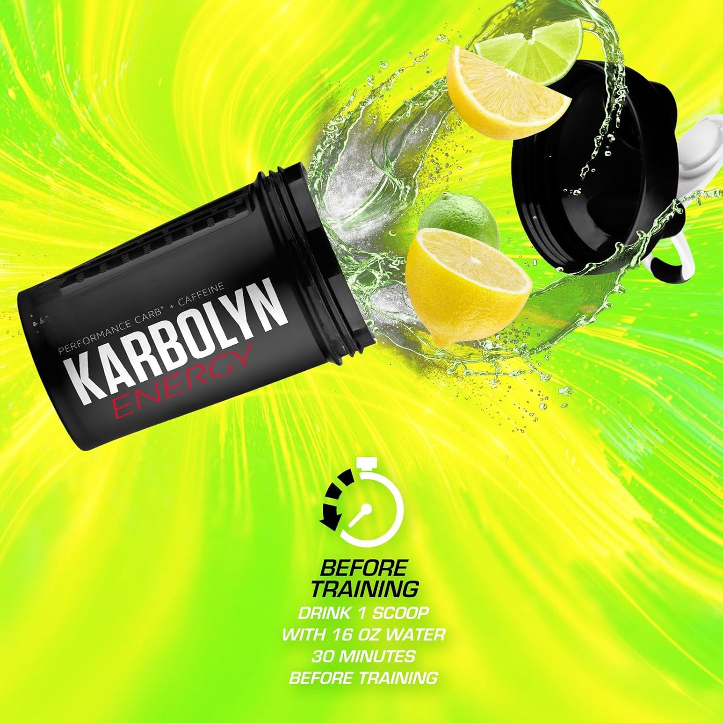EFX Sports Karbolyn Energy Powder with Caffeine - Sugar Free Carb Load & Energize Supplement - Lemon Lime Flavor - 36 Servings