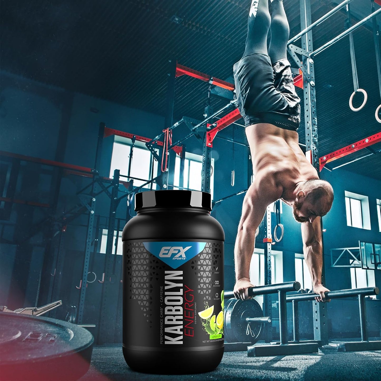 EFX Sports Karbolyn Energy Powder with Caffeine - Sugar Free Carb Load & Energize Supplement - Lemon Lime Flavor - 36 Servings
