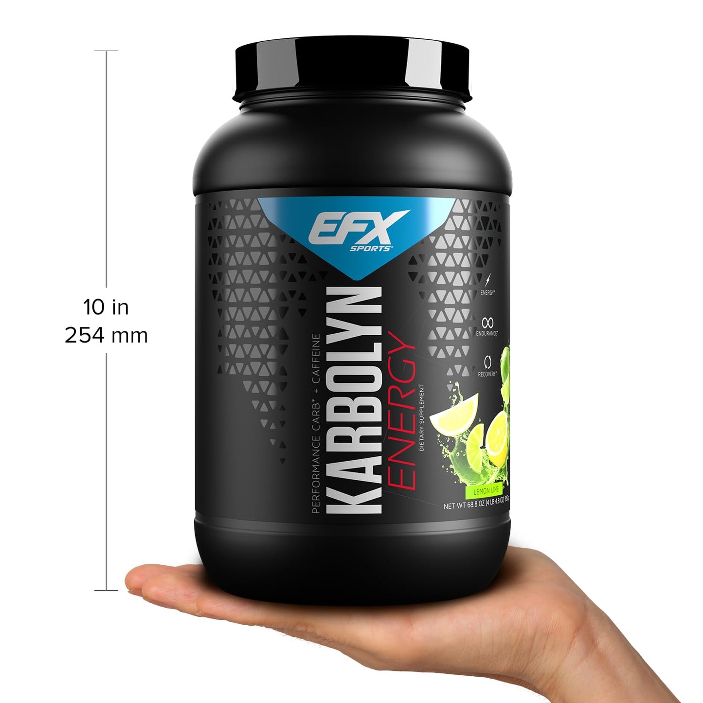 EFX Sports Karbolyn Energy Powder with Caffeine - Sugar Free Carb Load & Energize Supplement - Lemon Lime Flavor - 36 Servings