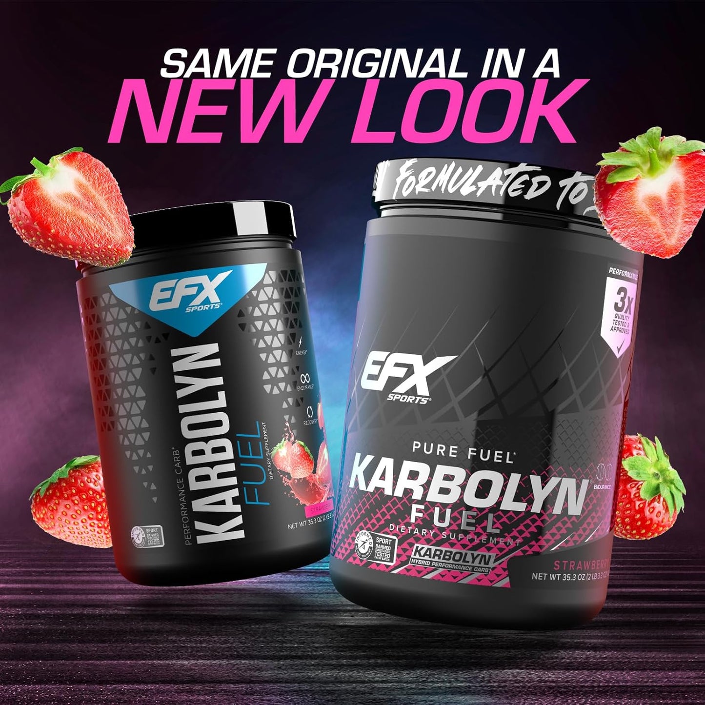 EFX Sports Karbolyn Fuel - Strawberry Flavor | Fast-Absorbing Carbohydrate Powder for Carb Loading, Energy, and Recovery | Stimulant-Free Formula | 18 Servings