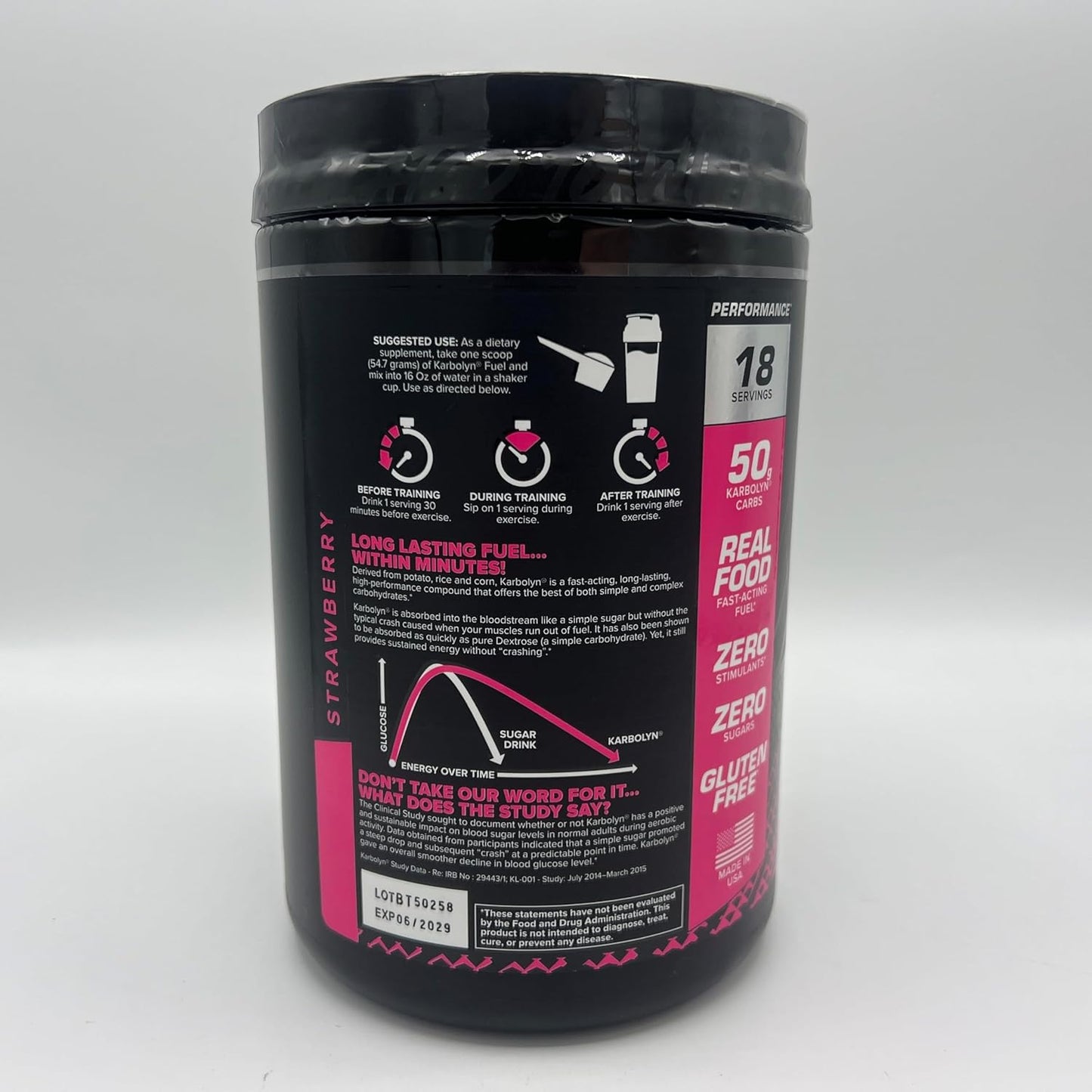 EFX Sports Karbolyn Fuel - Strawberry Flavor | Fast-Absorbing Carbohydrate Powder for Carb Loading, Energy, and Recovery | Stimulant-Free Formula | 18 Servings