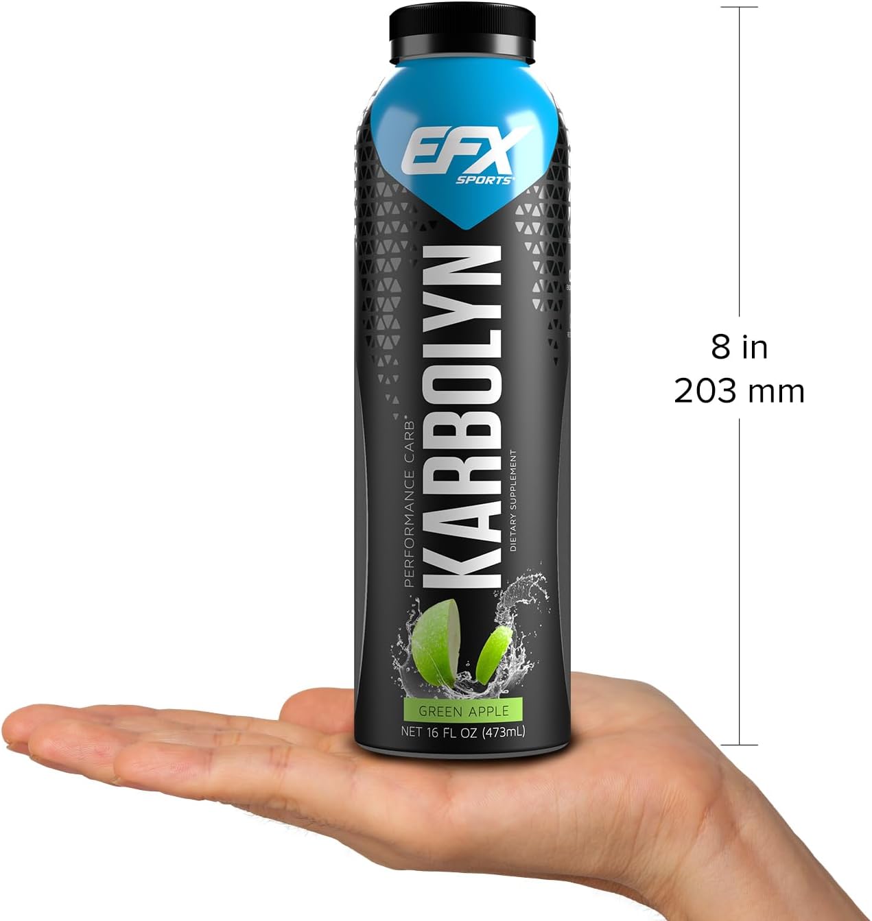 EFX Sports Karbolyn Fuel Drink - Carb Load for Sustained Energy | Pre, Intra, Post Workout | Green Apple Flavor | 12 Pack