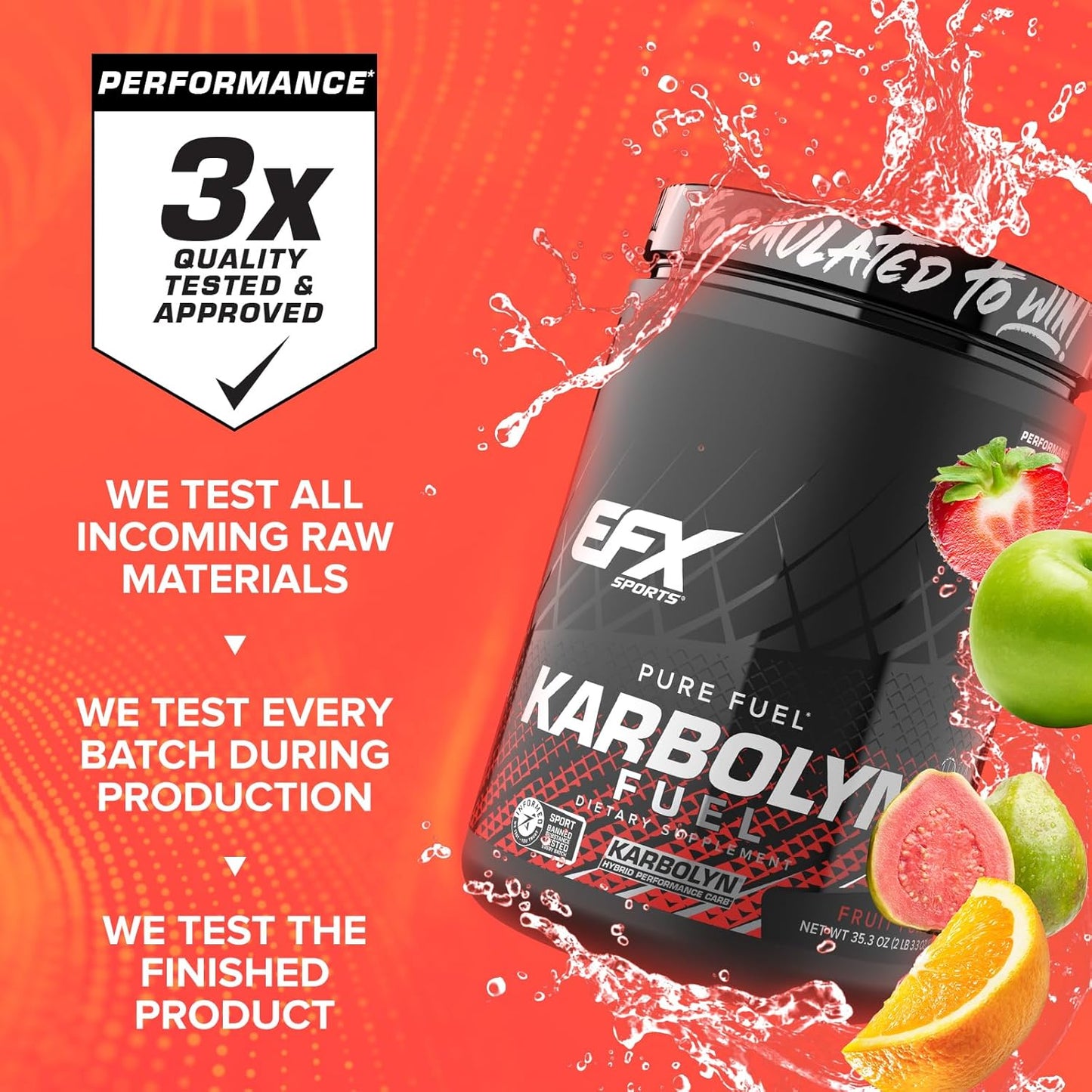 EFX Sports Karbolyn Fuel: Fast-Absorbing Carbohydrate Powder for Carb Loading, Sustained Energy, and Quick Recovery - Fruit Punch Flavor - 18 Servings