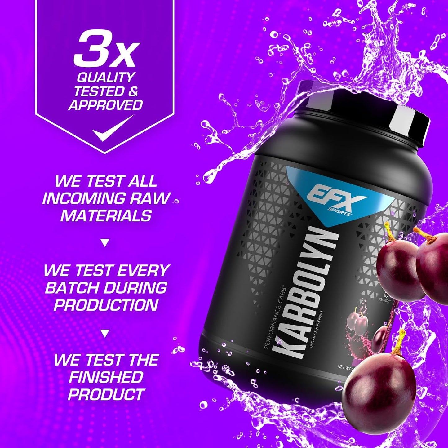 EFX Sports Karbolyn Fuel Grape 36 Servings - Fast-Absorbing Carb Powder for Energy & Recovery