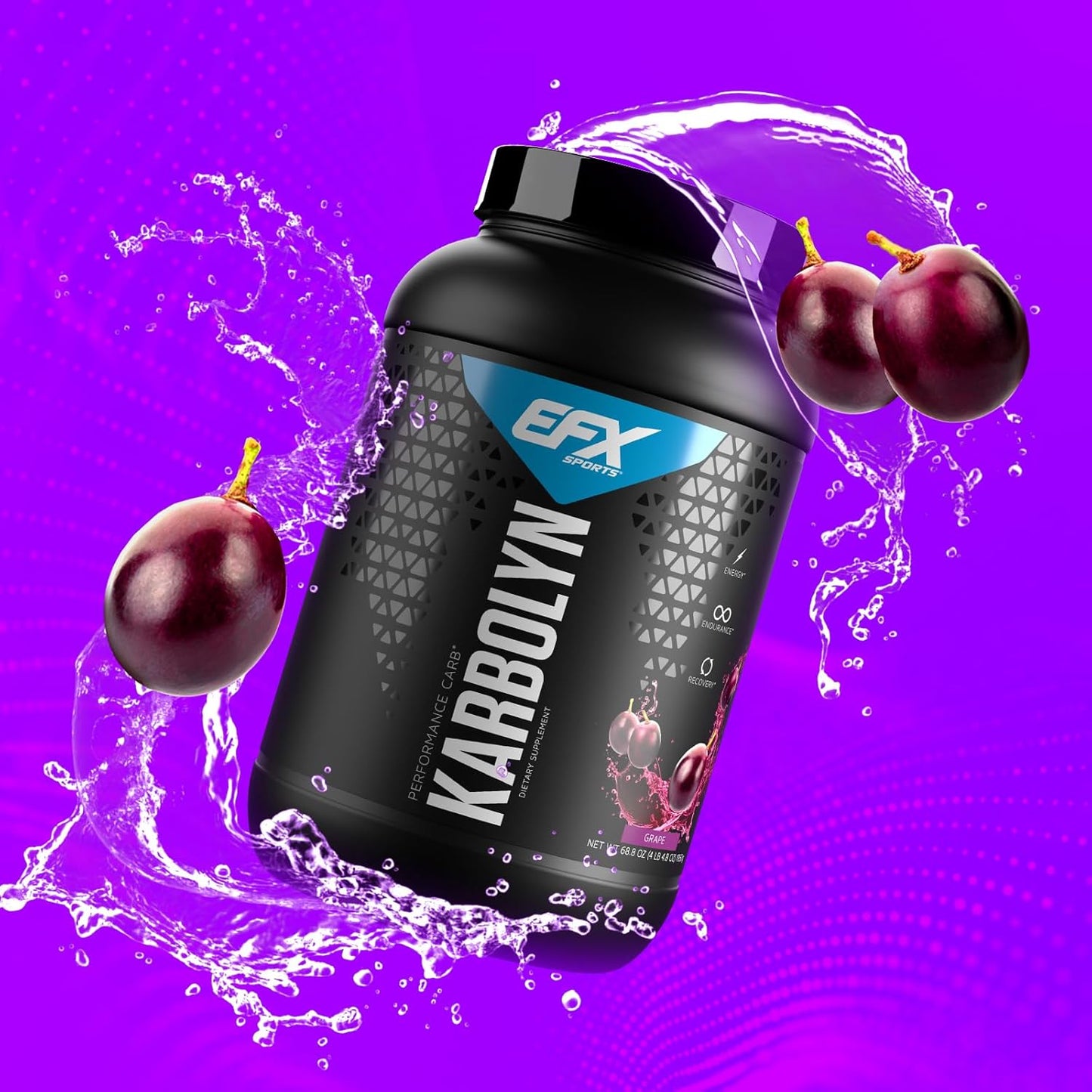 EFX Sports Karbolyn Fuel Grape 36 Servings - Fast-Absorbing Carb Powder for Energy & Recovery