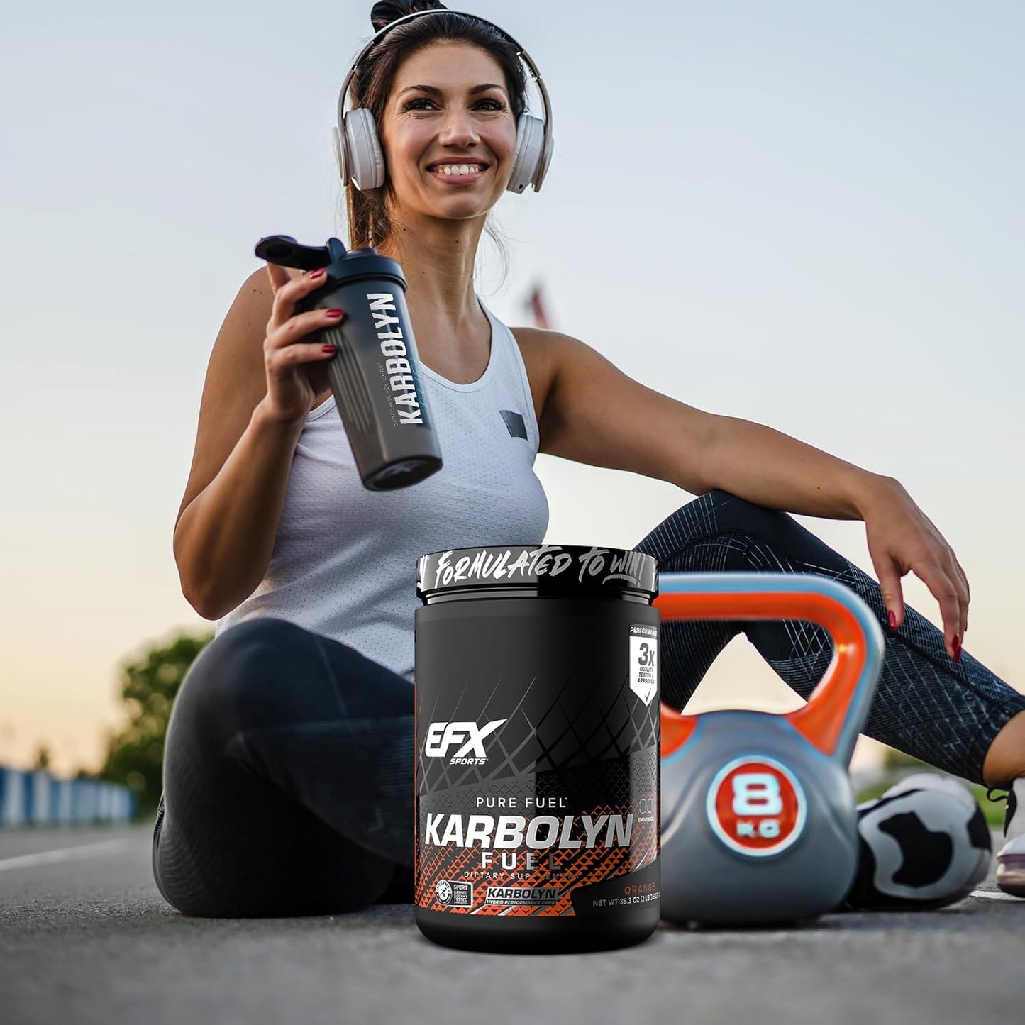 EFX Sports Karbolyn Fuel Powder - Fast-Absorbing Carbs for Energy & Recovery - Orange Flavor, 18 Servings