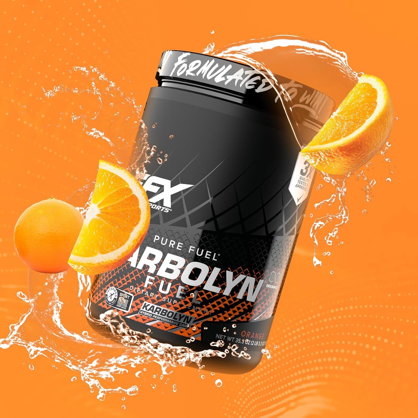 EFX Sports Karbolyn Fuel Powder - Fast-Absorbing Carbs for Energy & Recovery - Orange Flavor, 18 Servings