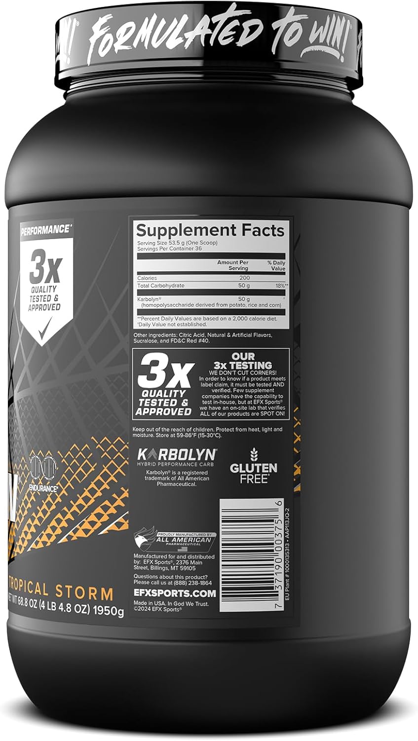 EFX Sports Karbolyn Fuel Tropical Storm - Fast-Absorbing Carb Powder for Energy & Recovery - 37 Servings