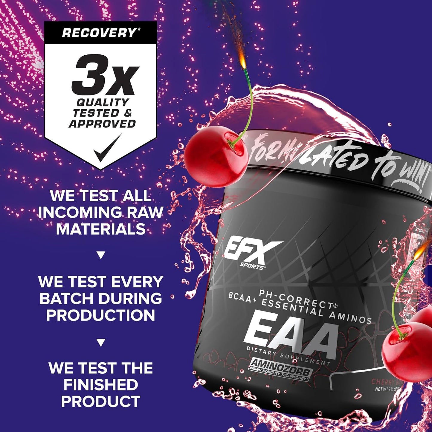 EFX Sports Training Ground EAA Supplement for Energy, Protein Synthesis, and Workout Recovery - 40 Servings, Cherry Bomb Flavor