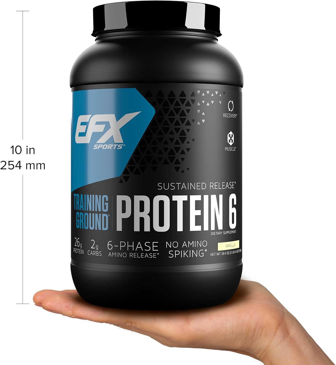 EFX Sports Training Ground Protein 6 Blend | 26g 6-Source Sustained Release Protein Powder | Whey, Egg White, & Pea Protein | 32 Servings Vanilla Flavor