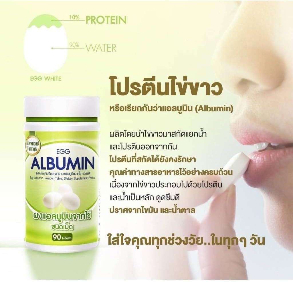 Egg White Protein Tablets - 90 Tablets, 3.80oz Alburnin Powder Supplement