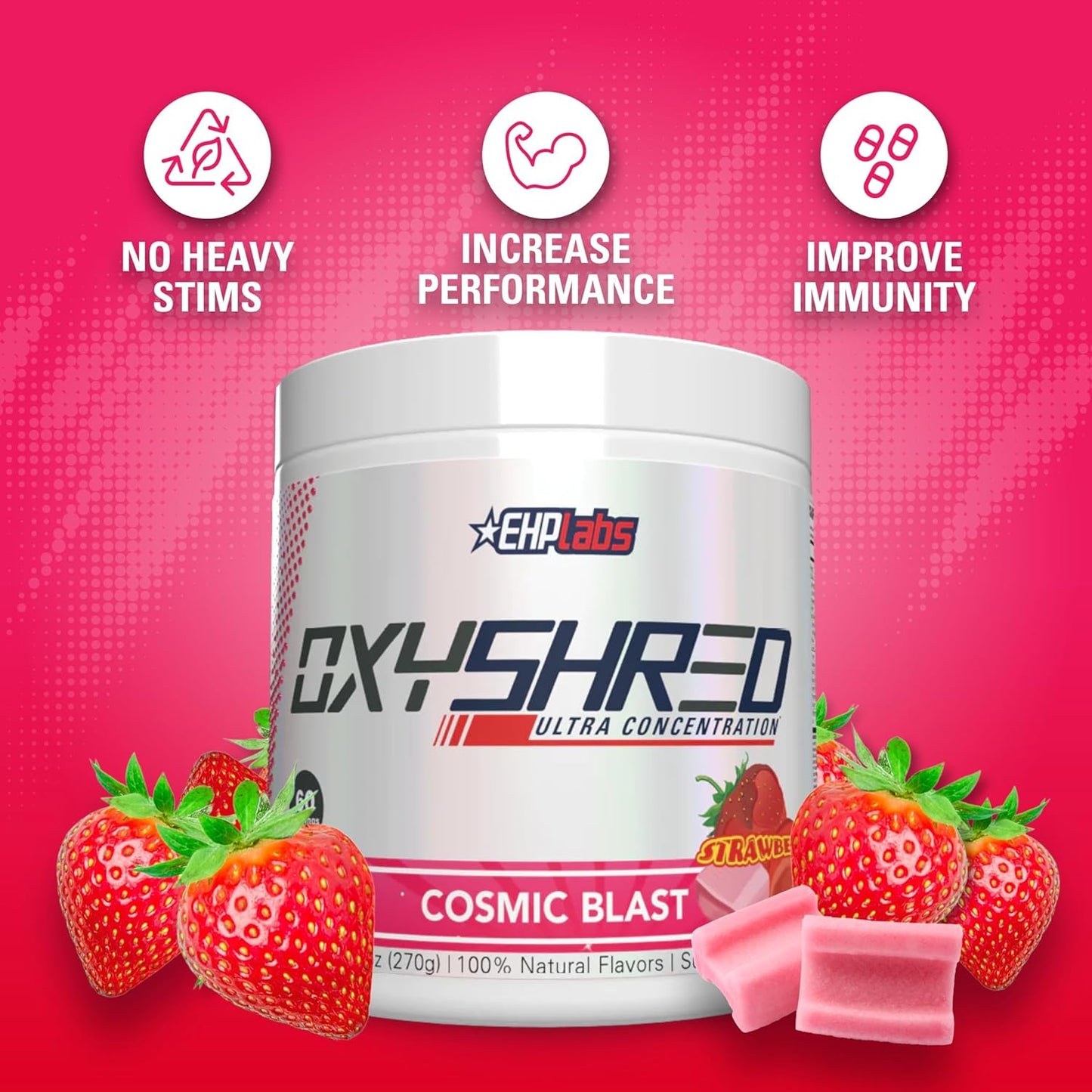 EHP Labs OxyShred Cosmic Blast Pre Workout Powder - Energy Boost Drink with L Glutamine & Acetyl L Carnitine, 60 Servings