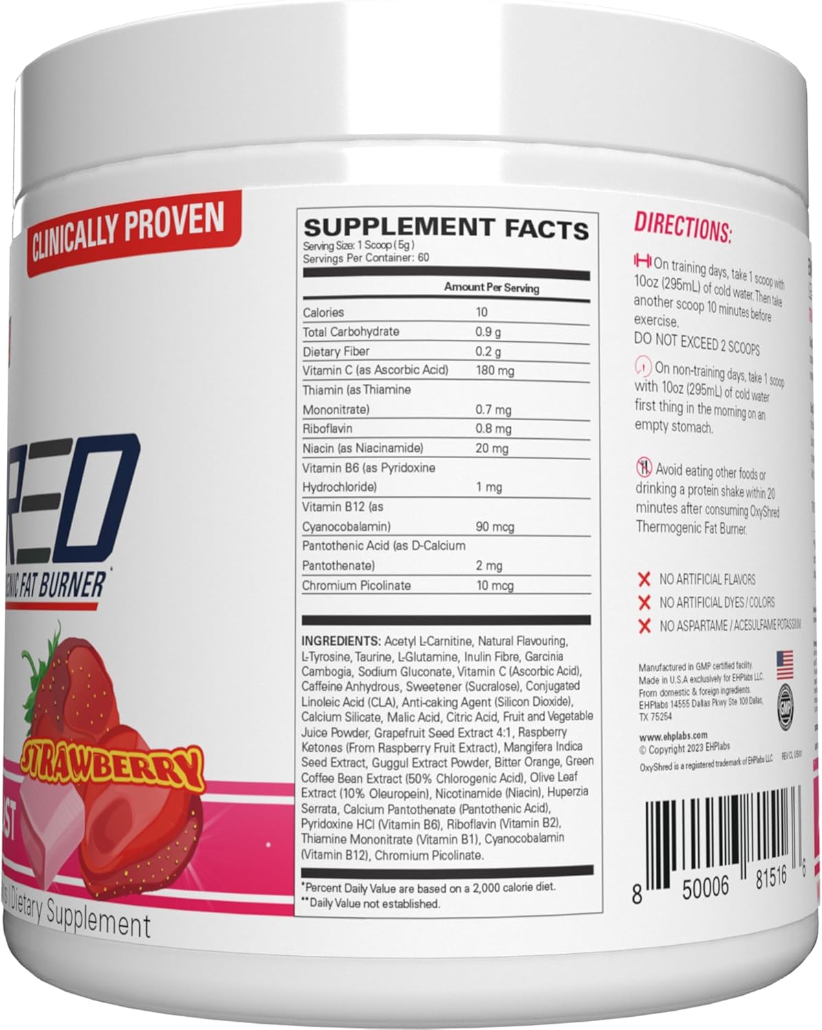 EHP Labs OxyShred Cosmic Blast Pre Workout Powder - Energy Boost Drink with L Glutamine & Acetyl L Carnitine, 60 Servings
