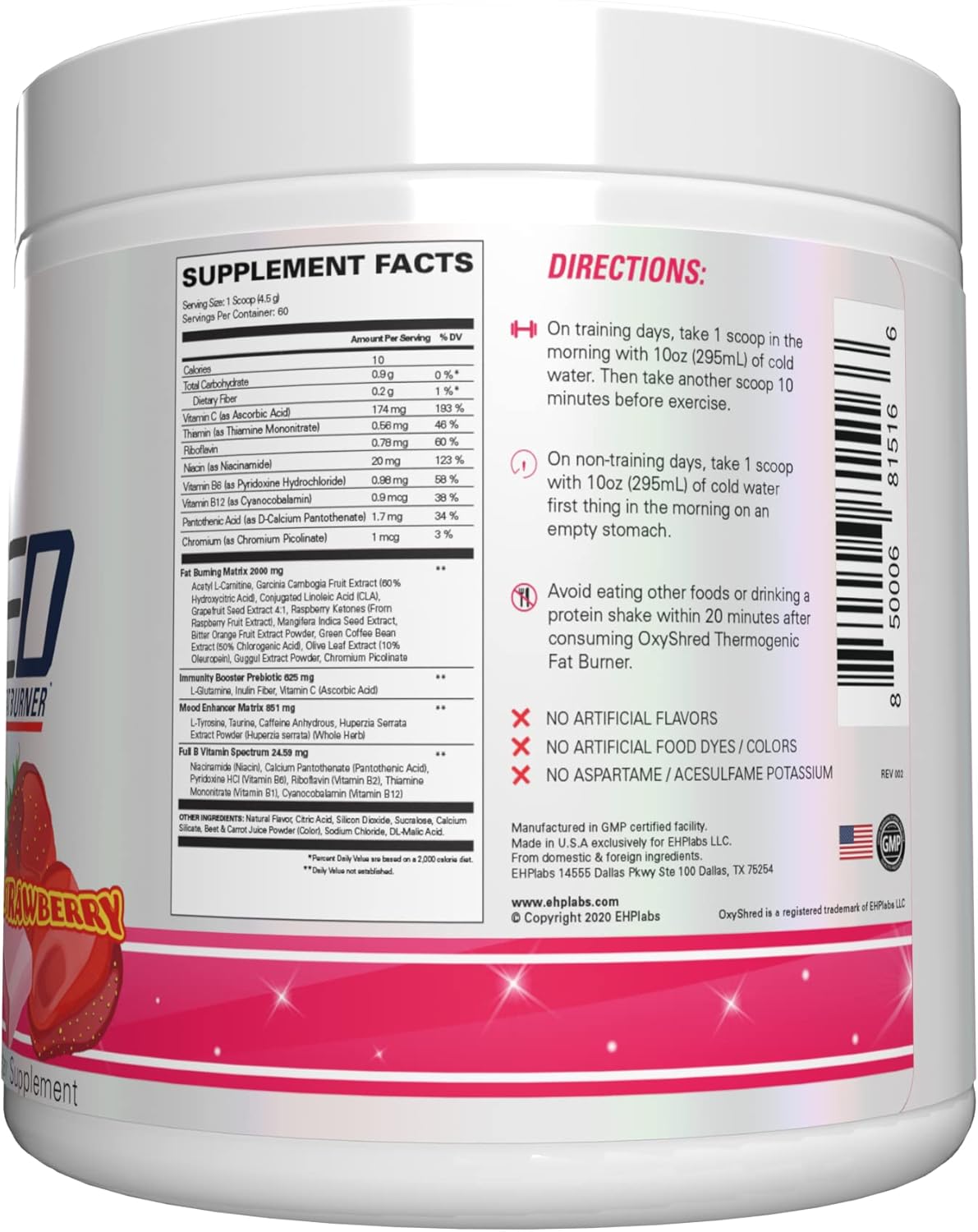 EHP Labs OxyShred Cosmic Blast Pre Workout Powder - Energy Boost Drink with L Glutamine & Acetyl L Carnitine, 60 Servings