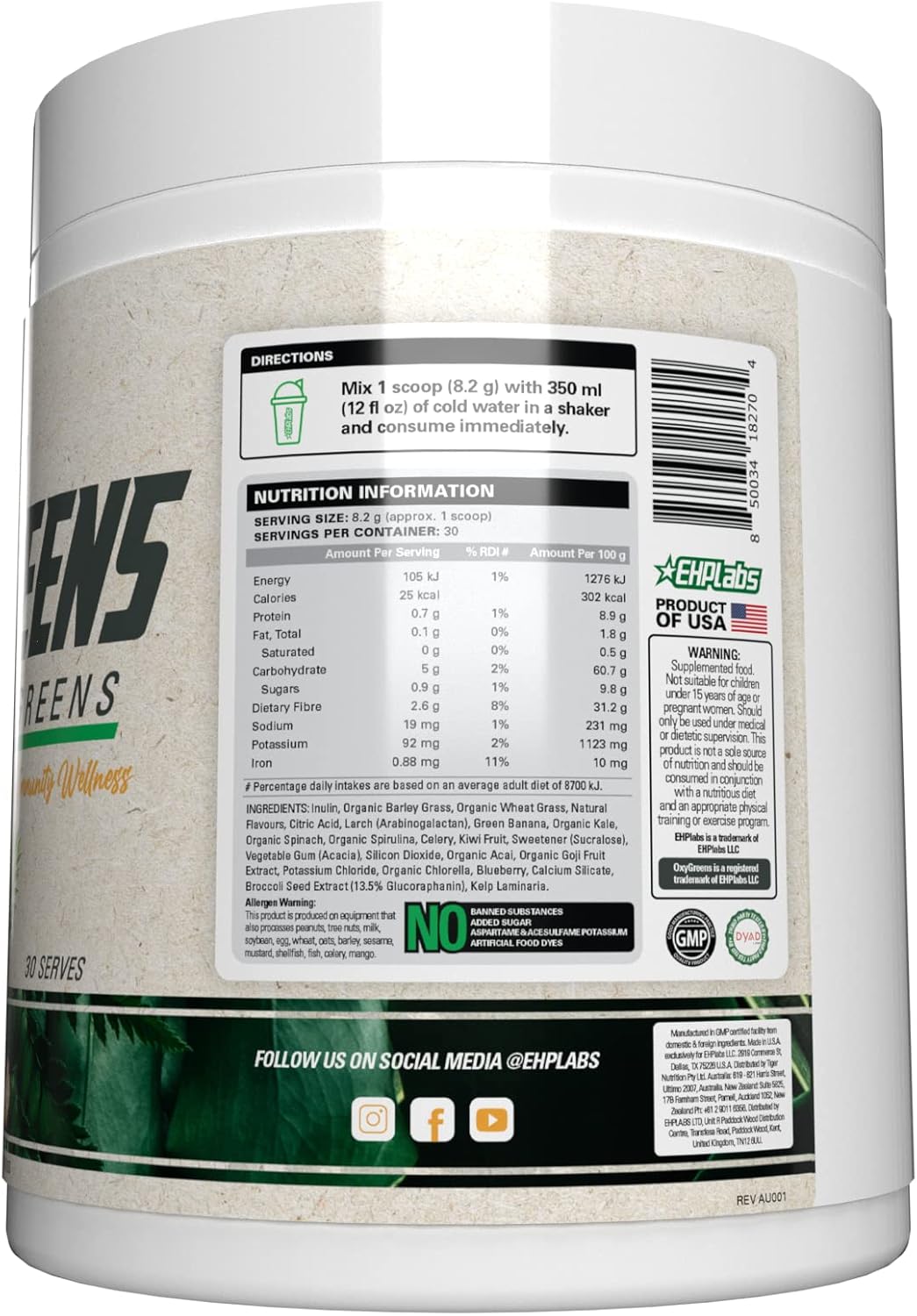 EHP Labs OxyShred & OxyGreens Bundle - Thermogenic Pre Workout & Shredding Supplement with Super Greens & Spirulina