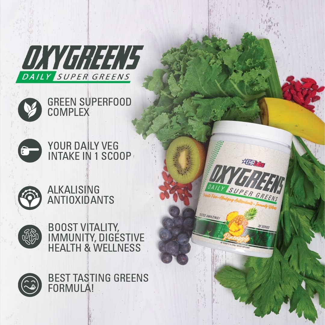 EHP Labs OxyShred & OxyGreens Bundle - Thermogenic Pre Workout & Shredding Supplement with Super Greens & Spirulina