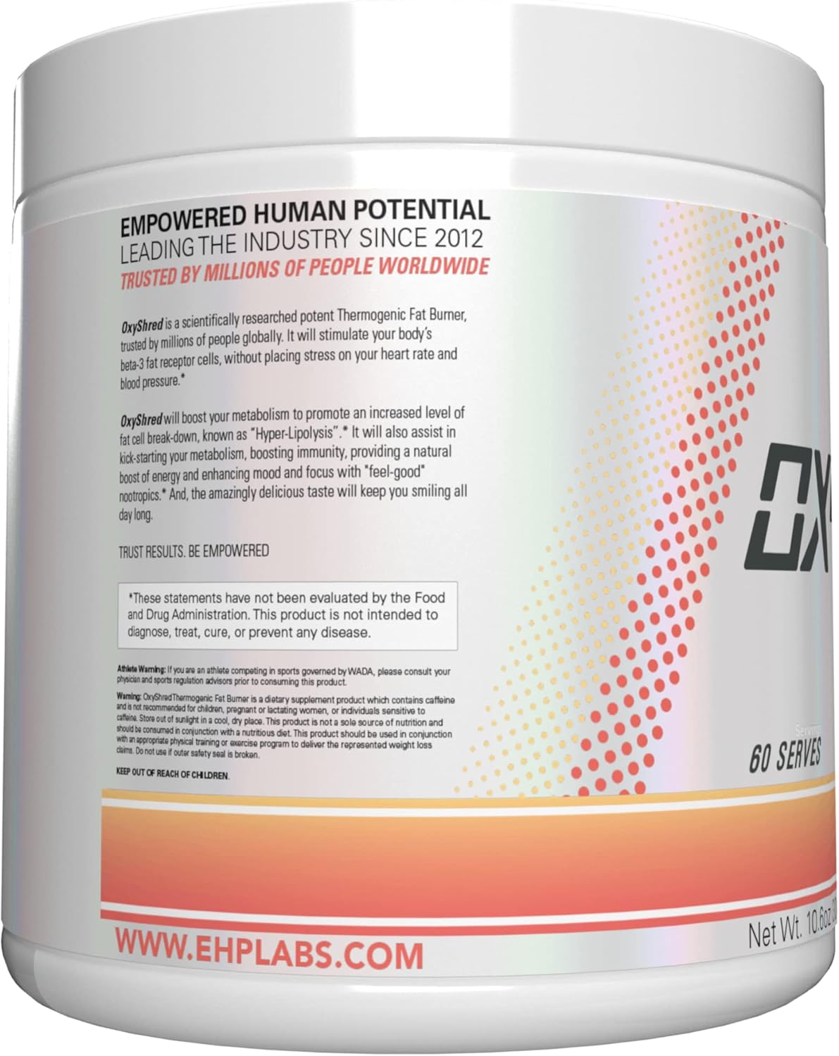 EHP Labs OxyShred Peach Candy Rings Pre Workout Powder - Energy Boost Drink with L Glutamine & Acetyl L Carnitine - 60 Servings