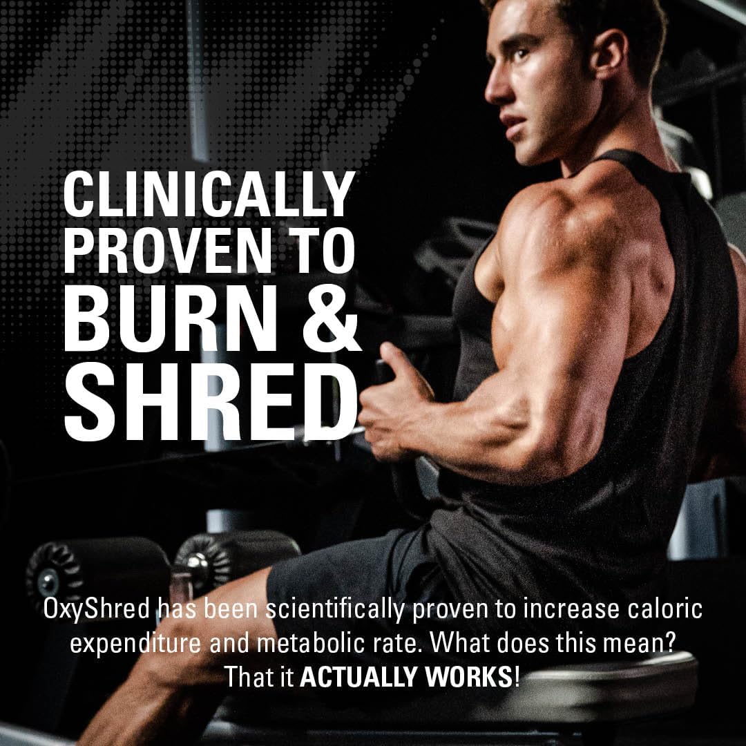 EHP Labs OxyShred Pre Workout Powder - Energizing Kiwi Strawberry Drink with L Glutamine & Acetyl L Carnitine - 60 Servings