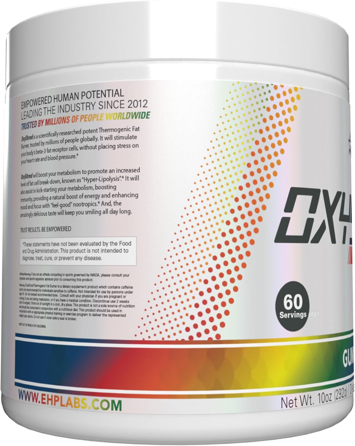 EHP Labs OxyShred Pre Workout Powder - Gummy Snake Flavor, 60 Servings, Energy Boost with L Glutamine & Acetyl L Carnitine