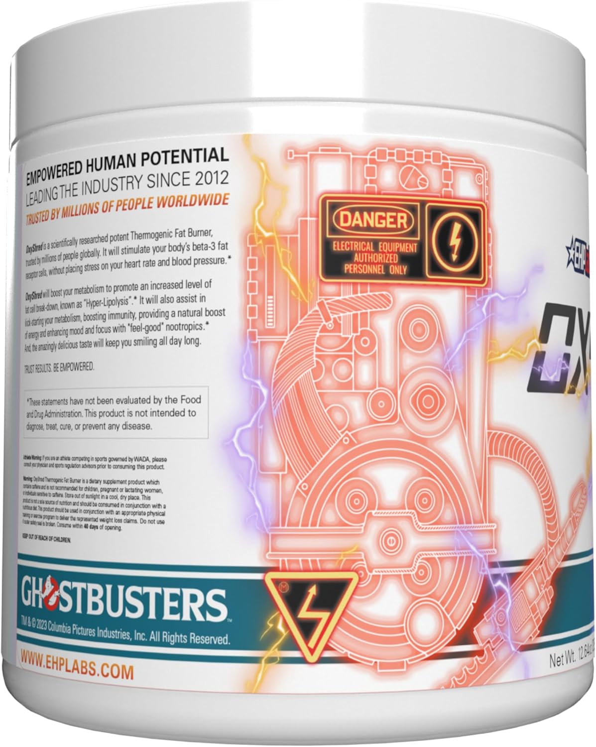 EHP Labs x Ghostbusters OxyShred Pre Workout Powder with Acetyl L Carnitine - Energy Boost Drink for Shredding, Proton Plasma, 60 Servings
